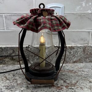 Rustic Plaid Lantern with Heart Accent